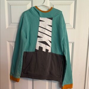 Nike Turquoise and Charcoal Sweatshirt (Kids Med)